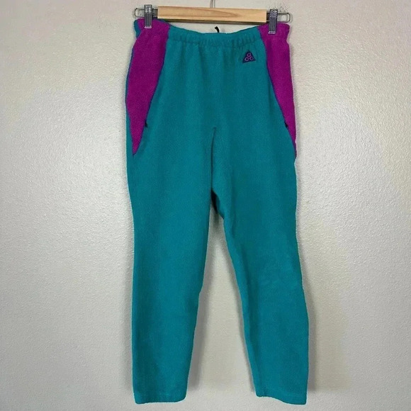 Nike ACG Fleece Sweatpants Retro Baselayer Blue Purple Women's Size Medium - Picture 3 of 7